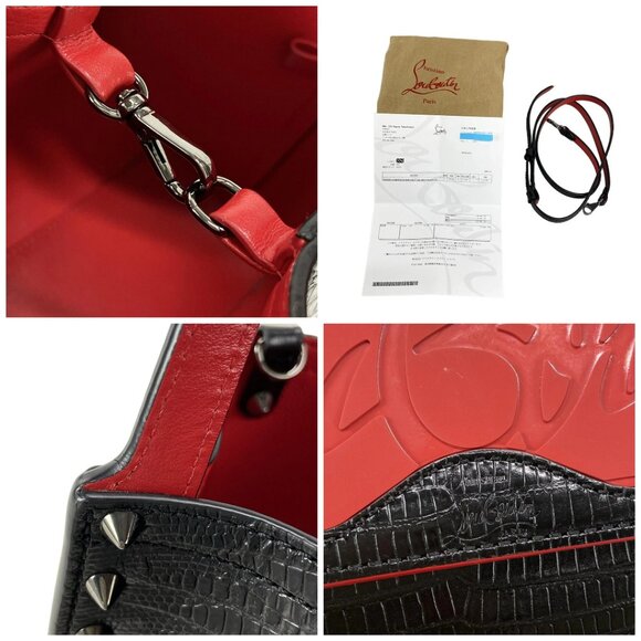 Auth CHRISTIAN LOUBOUTIN Hippolock Mini Black Red Leather Rubber - Picture 14 of 14